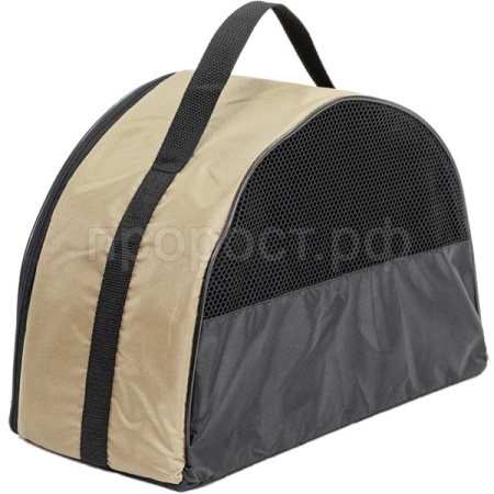 Сумка переноска ЧИП Полукруглая №1 нейлон с сетчатым окном 38*18*25см бежевая/9046беж/