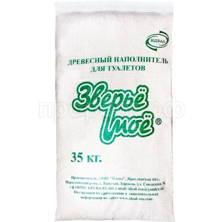Наполнитель зверье мое 35кг (105л) древ. мел.гран/86021/