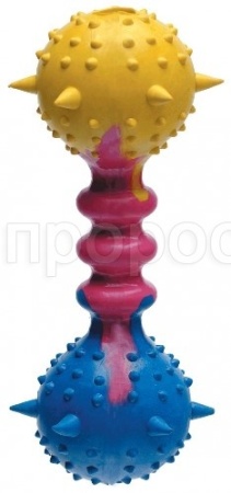 Игрушка с Гантель каучуковая с шипами д/средних пород 15см/C2427/ЗР