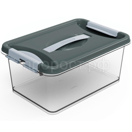 Контейнер д/хранения Клик 8л темно-серый с защелками С273СЕР /11шт/Мартика 