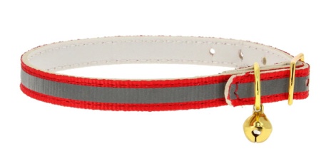 Ошейник синтетик 10мм светоотражающий с бубенчиком оранжевый 30см/00210119-03