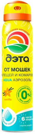 Комары ДЭТА Аква Аэрозоль от мошек и клещей 100мл 24шт