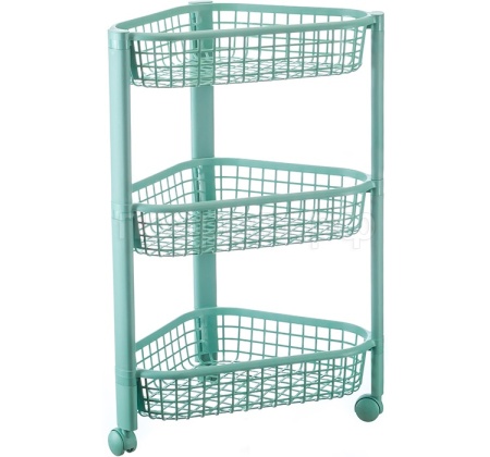 Полка универсальная 3 секции угловая ЕВРО фисташковый на колесиках М2756/6шт/М-пласт