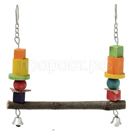 Игрушка д/птиц Качели с колокольчиками деревянные П6258/ЗР