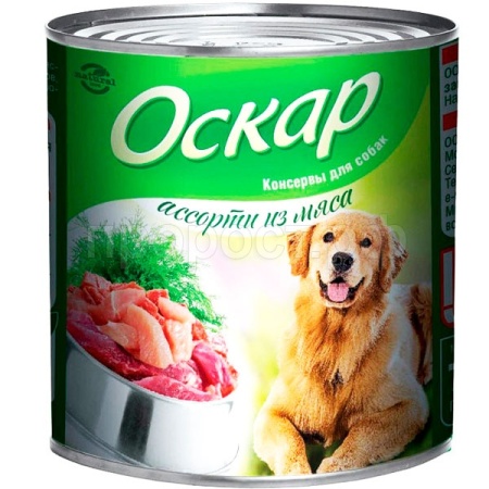 Собаки Оскар Ассорти из мяса 750г*9шт ж/б/1243/ЧЗ