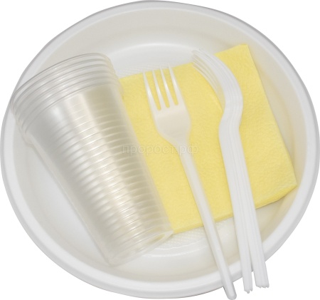 Набор однораз.посуд."Дачник" на 6 персон  Идеал /32шт/ПОС34541