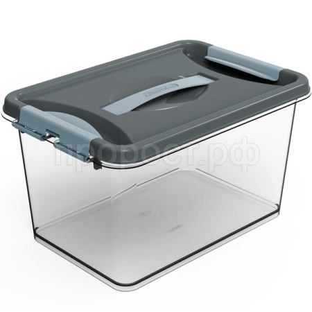 Контейнер д/хранения Клик 10л темно-серый с защелками С274СЕР /10шт/Мартика 