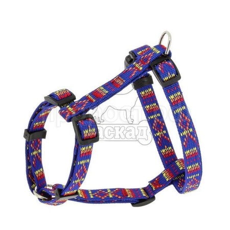 Шлейка нейлон 15мм Орнамент регулируемая синяя обхв.груди 36-60см/01215012-06/Каскад