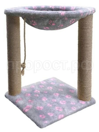 Когтеточка зверье мое столбик №3 с гамаком, джут розовая пантера/86158